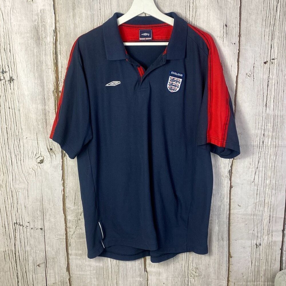 Vintage 2006 Umbro England National Futball Soccer Polo 2XL C